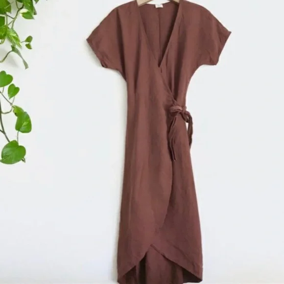 Wilfred Rust Brown Wrap Midi Dress - Picture 2 of 8